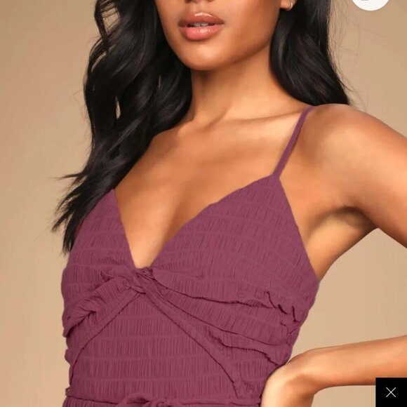NWT Lulus Cue the Cuteness Mauve  Purple Twist Front Midi Dress, Size XS - Picture 3 of 16